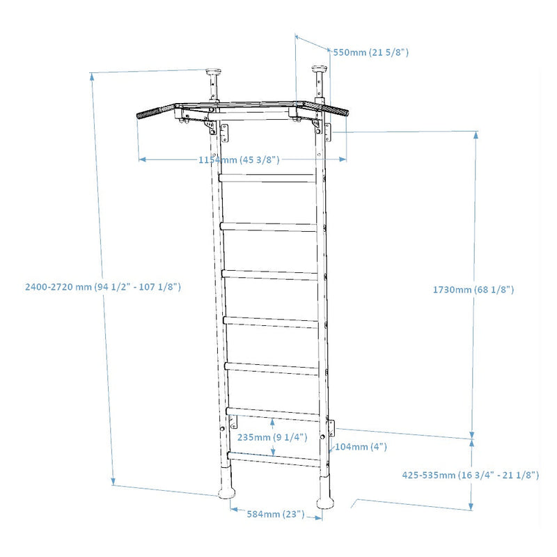 BenchK Steel Swedish Ladder Floor-to-Ceiling Black