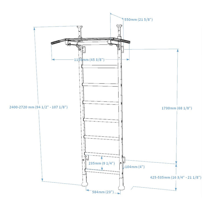 BenchK Steel Swedish Ladder Floor-to-Ceiling White