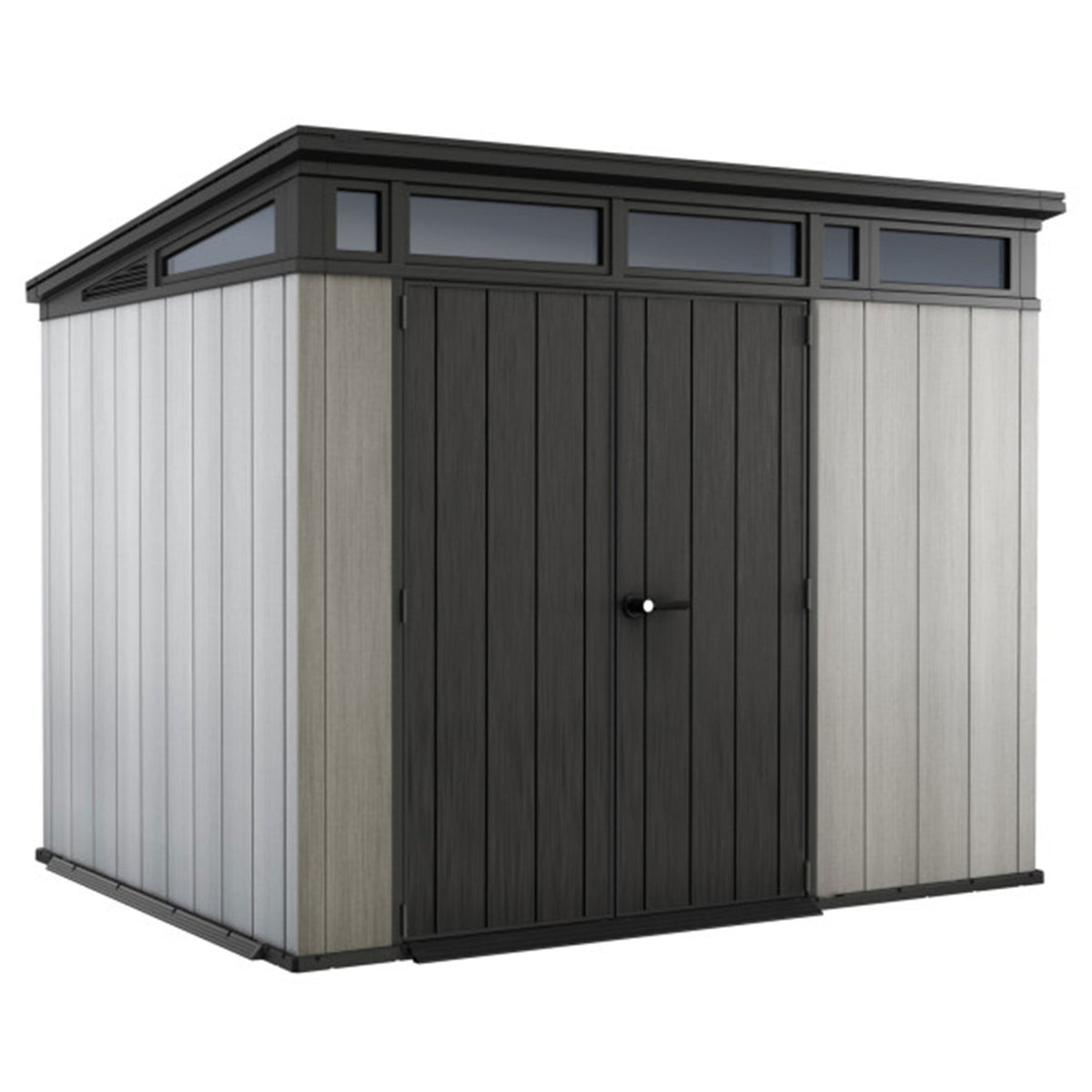 Keter Artisan 9x7 Foot Large Outdoor Shed with Floor with Modern Design, Grey - 301441