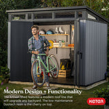 Keter Artisan 9x7 Foot Large Outdoor Shed with Floor with Modern Design, Grey - 301441