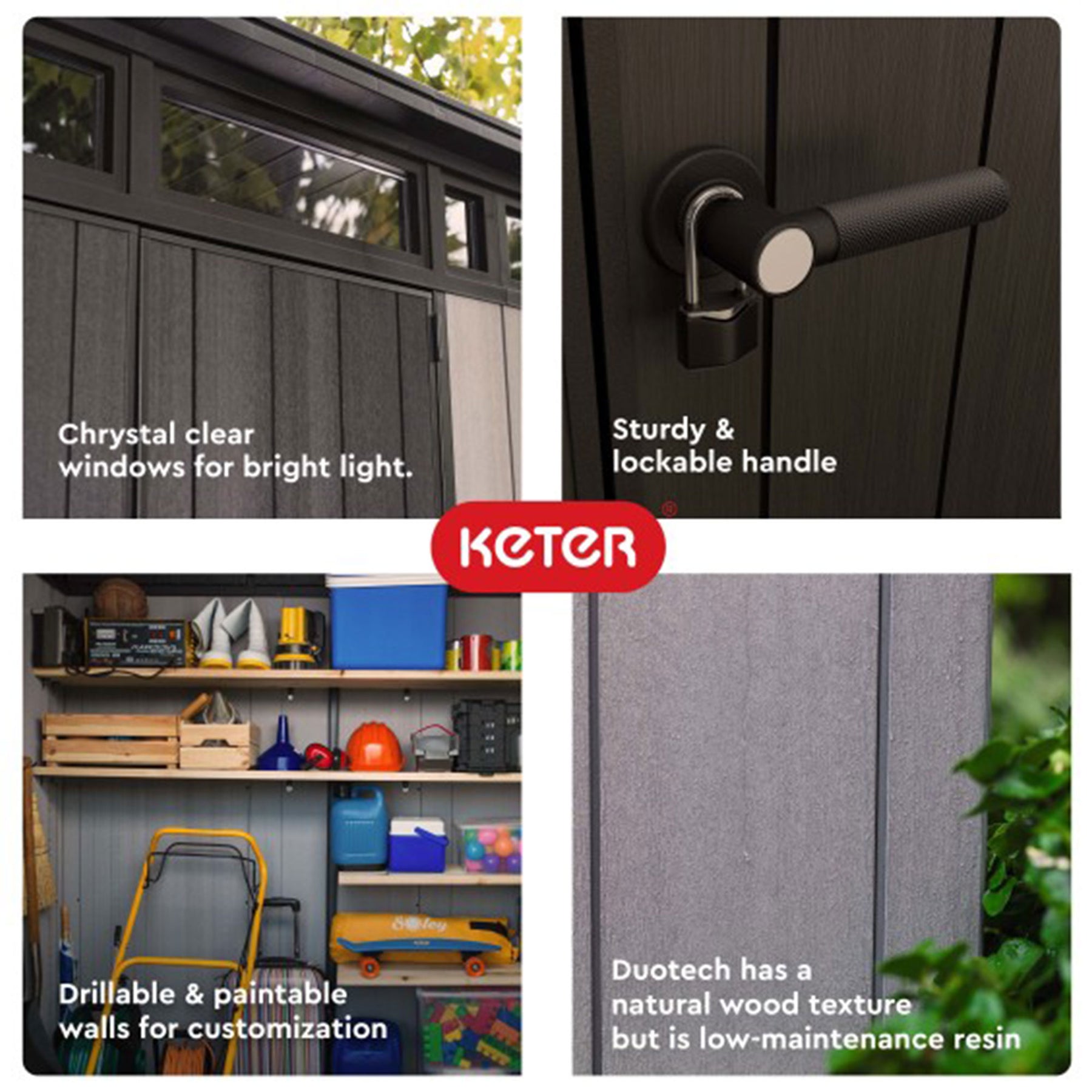 Keter Artisan 7 x 7 Foot Outdoor Shed for Garden Accessories and Tools, Gray - 301443