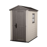 Keter Factor 4 x 6 Foot Outdoor Garden Tool Storage Shed with Window, Brown - 393904