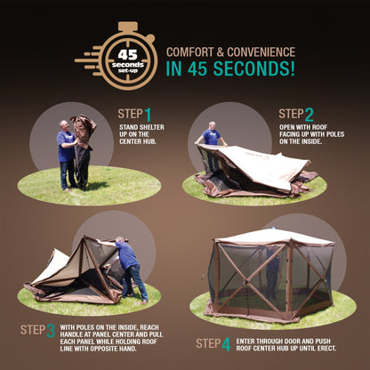 CLAM Quick Set Venture Canopy with Clam Quick Set Screen Hub Tent, Tan (2 Pack) - 399164