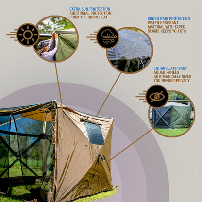 CLAM Quick Set Venture Canopy with Clam Quick Set Screen Hub Tent, Tan (2 Pack) - 399164