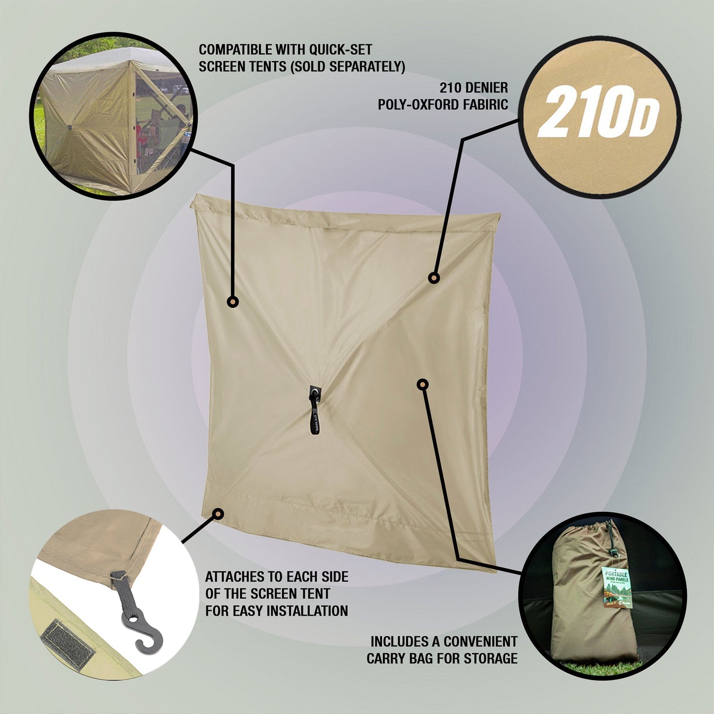 CLAM Quick Set Venture Canopy with Clam Quick Set Screen Hub Tent, Tan (2 Pack) - 399164