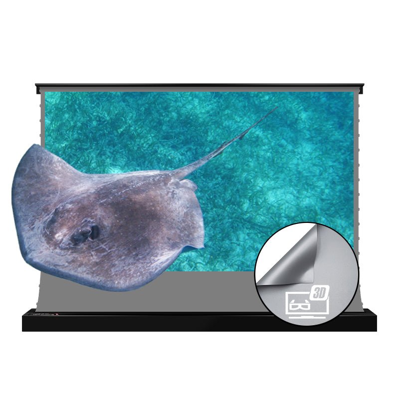 VIVIDSTORM S 3D ALR Motorized Tension Floor Rising Obsidian Long Throw Projector Screen High Gain