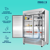 Frigos 54" Commercial Reach-In Refrigerator, 2 Solid Doors, 47 Cu Ft, Aluminum Interior, Stainless Steel Floor – FG-RF-2D