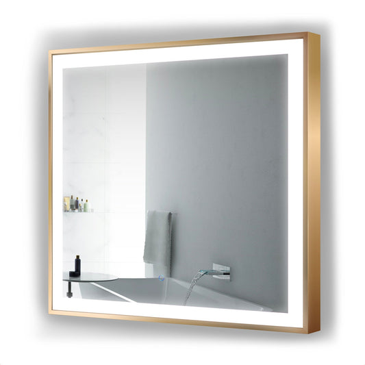 Krugg Soho 36" X 36" Gold LED Bathroom Mirror  SOHO3636G - Backyard Provider