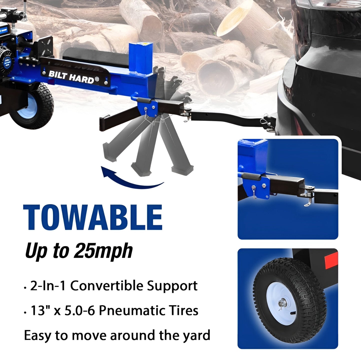 BILT HARD 20-Ton Gas Log Splitter, Hydraulic - TGA-0213