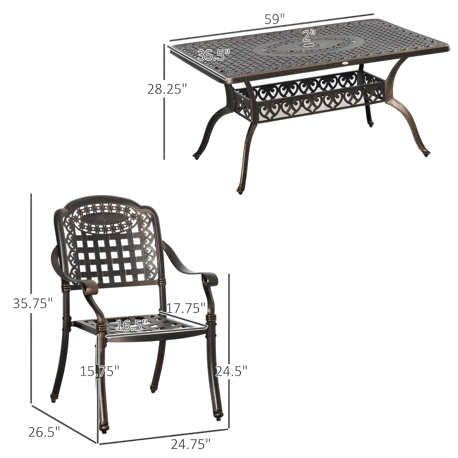 Outsunny 7-Piece Patio Dining Set, Cast Aluminum Outdoor Furniture Set - 84B-780