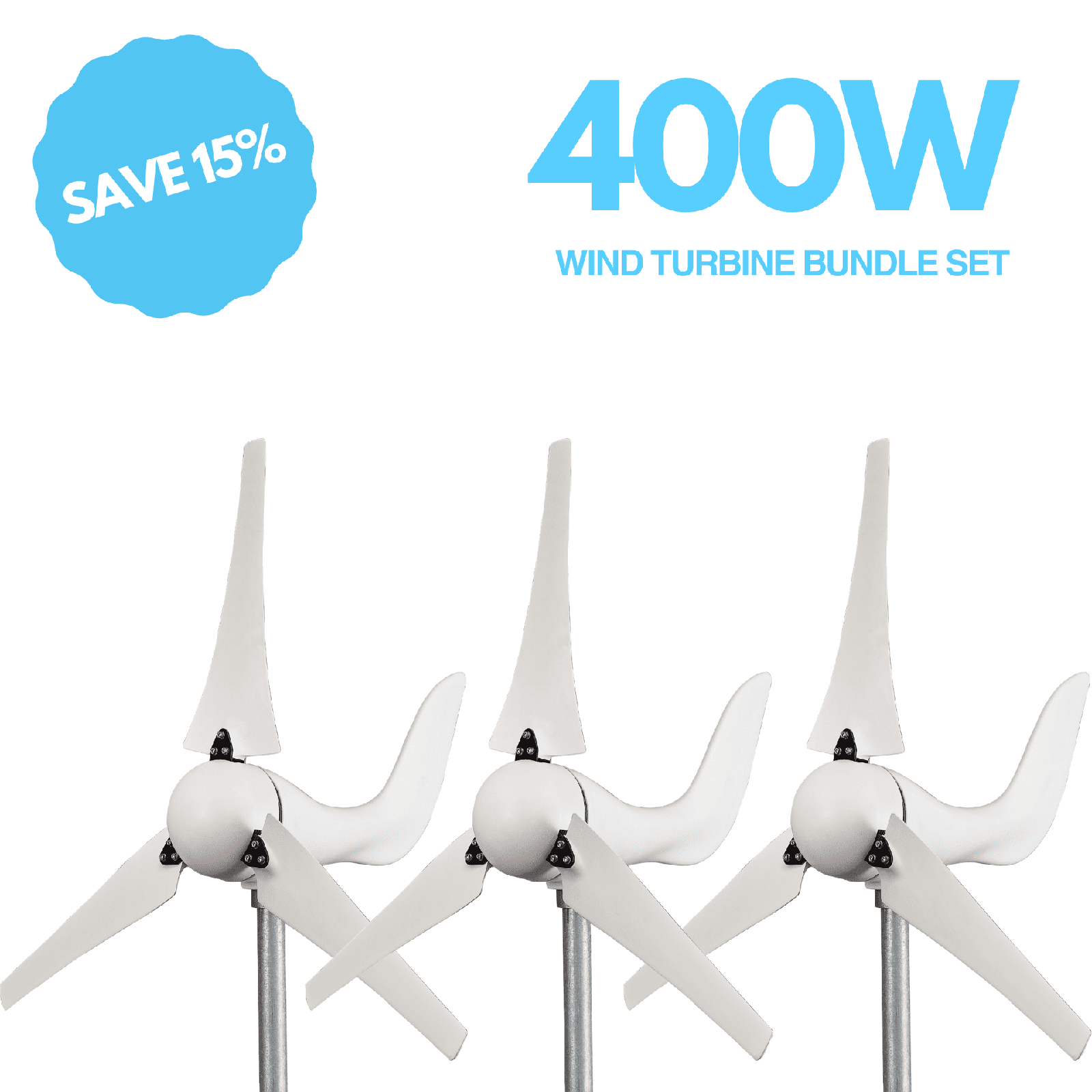 Automaxx Windmill 400W Home & Land Wind Turbine Generator Bundle Set - DB0400ABBB