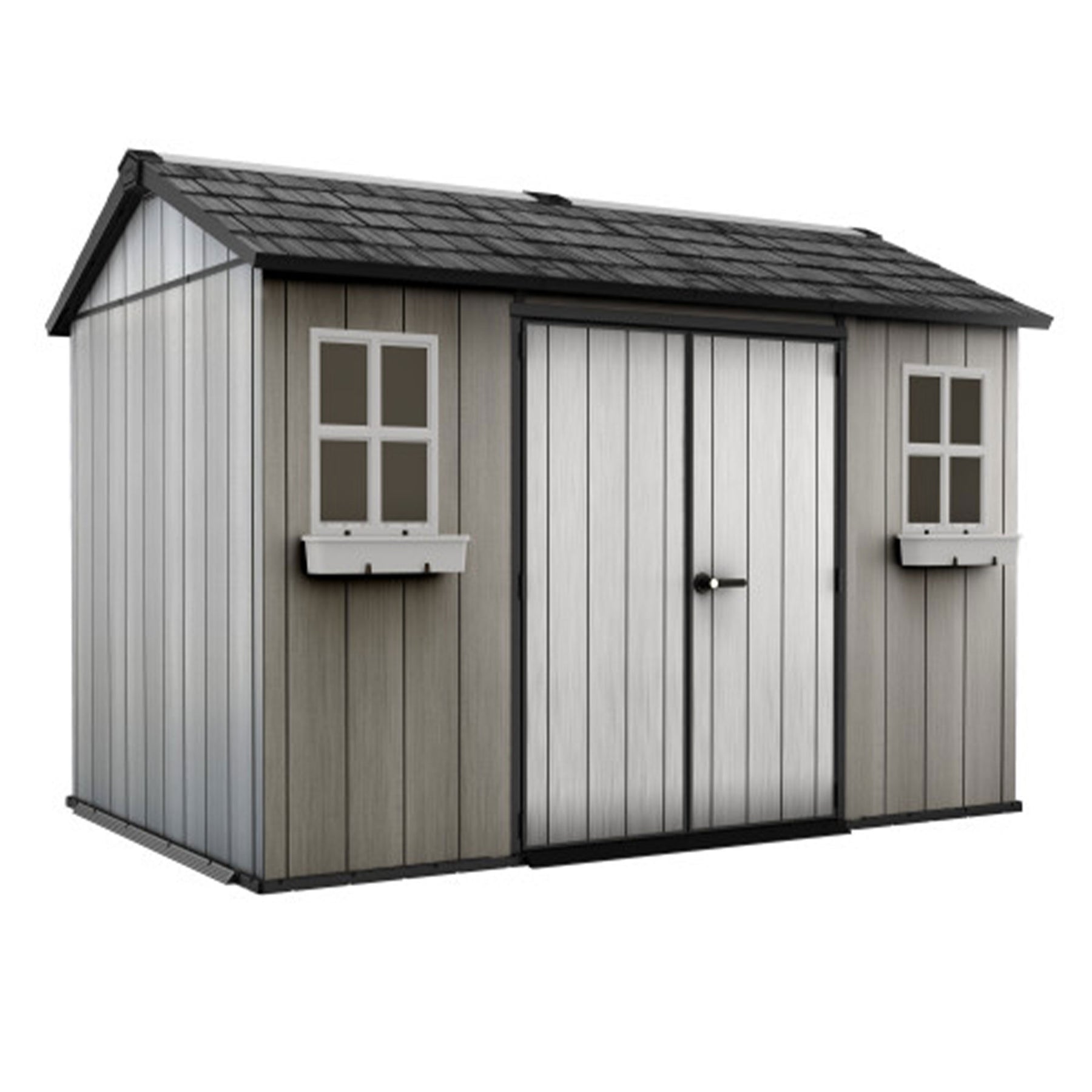 Keter Oakland 11 x 7.5' Outdoor Garden Storage Shed with 40 Inch Steel Shelf Kit - 406047