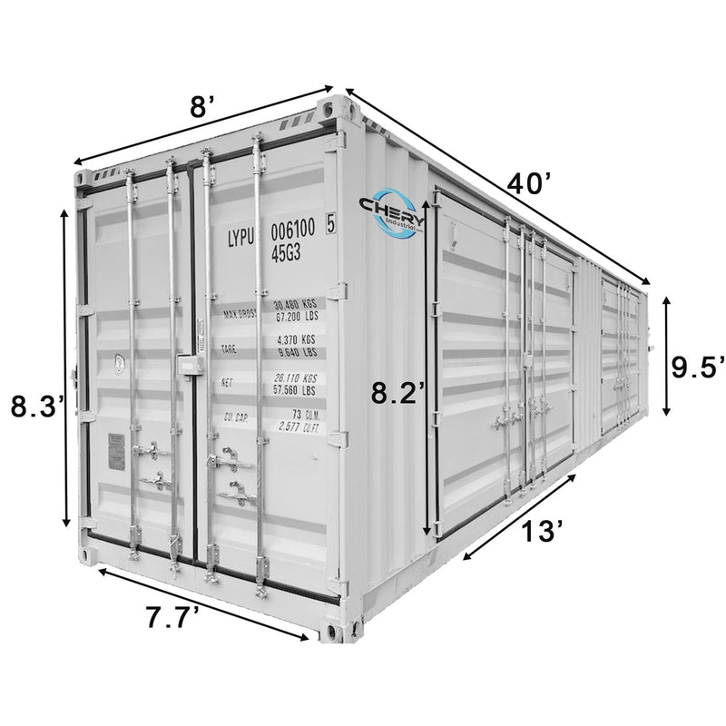 Chery Industrial 40ft High Cube Two Multi Doors Container with Logo