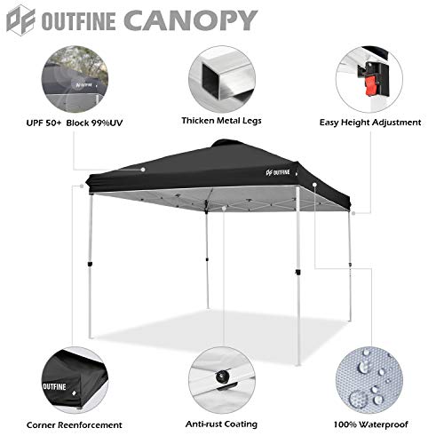 Outfine Pop-Up Canopy 10x10 Patio Tent Instant Gazebo Canopy with Wheeled Bag, Canopy Sandbags X4,tent Stakesx8 Black, 10 * 10ft - B08SQV5Y68