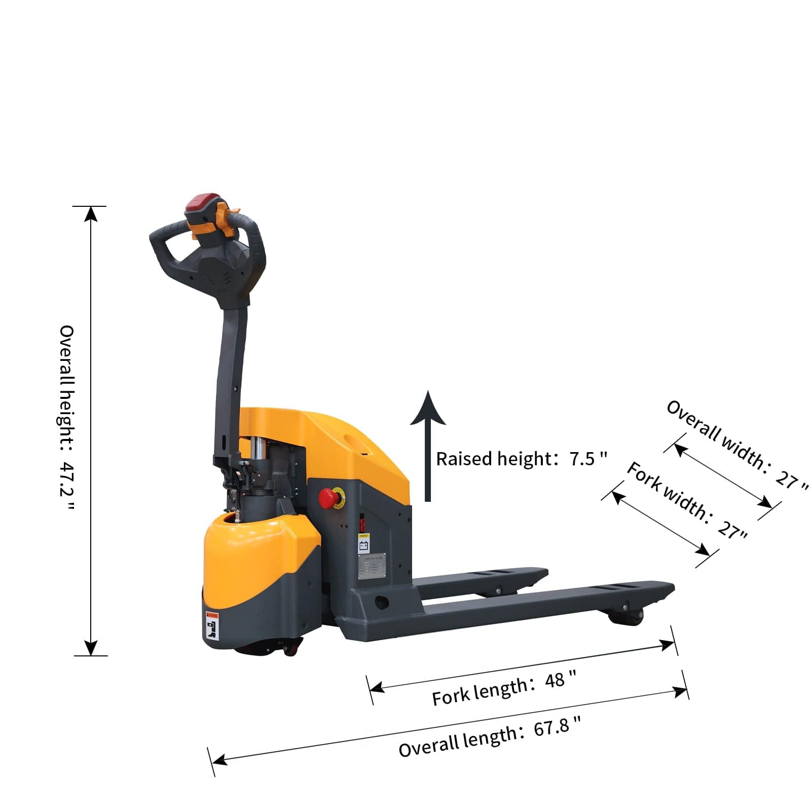 Apollolift  Full Electric Pallet Jack With Emergency Key Switch 3300lbs Cap. 48" x27" - Backyard Provider