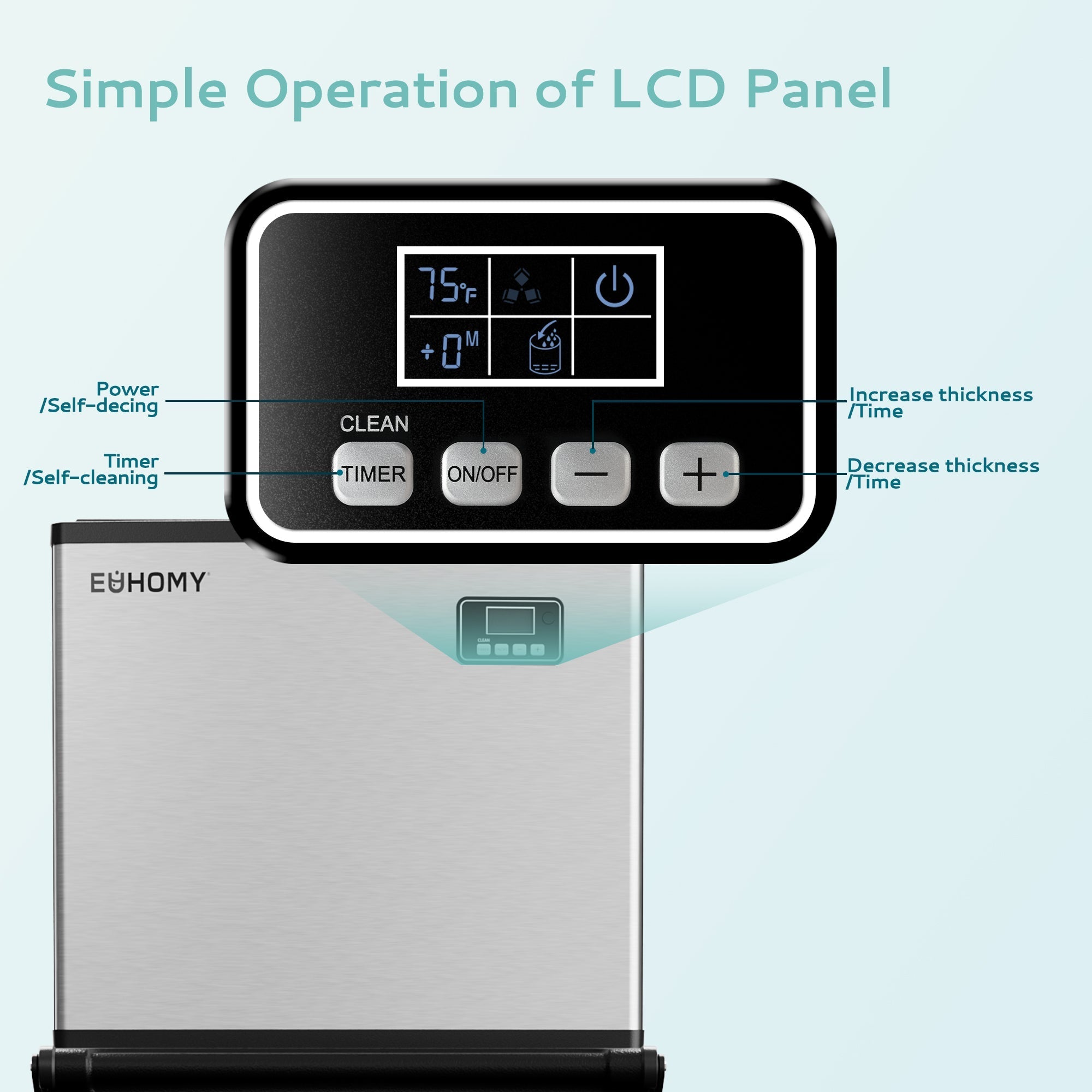 EUHOMY 339/449Lbs/24H Easy Use Commercial Ice Maker Machine Includes 2 Bottles of Cleaner - CIM-01CS2