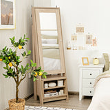 Costway 2-in-1 Full-Length Mirror with Wooden Cosmetics Storage Cabinet New - JV10008+