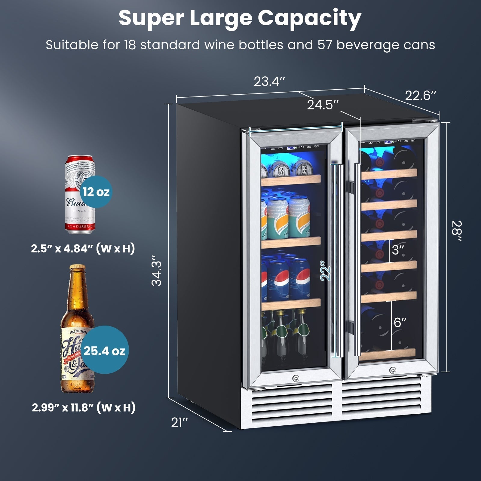 Costway Wine and Beverage Refrigerator 24" Dual Zone 115V New - FP10127US-SL