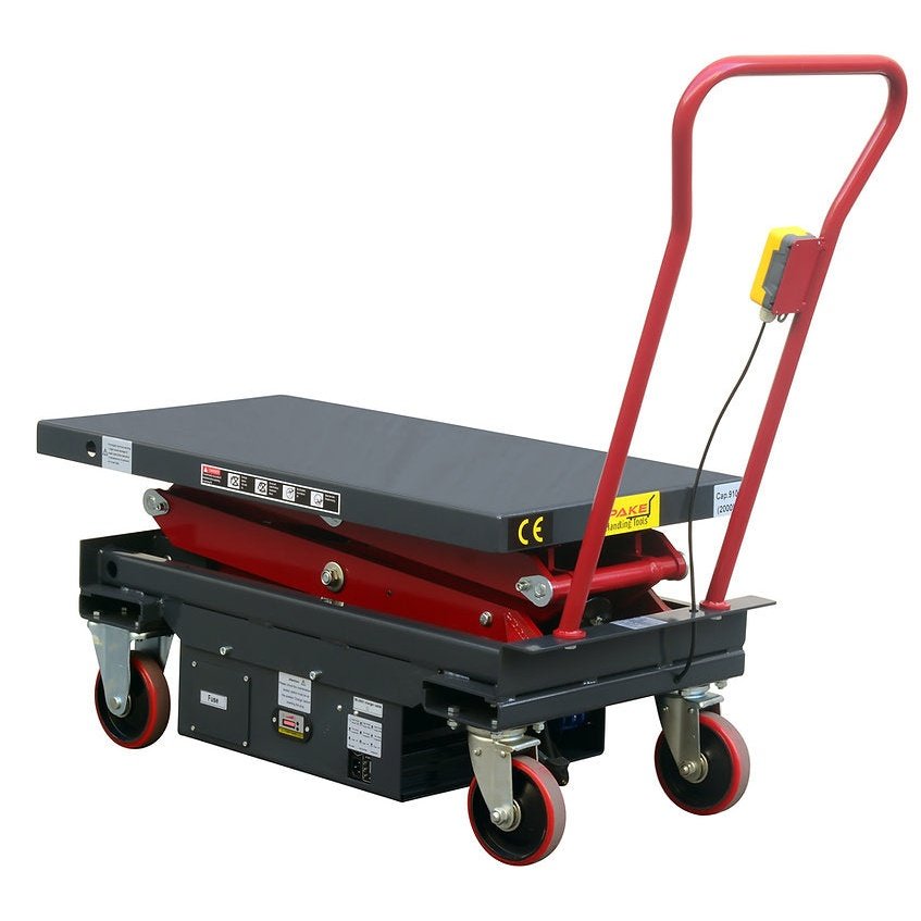 Pake Handling Tools DC Powered Double Scissor Lift Table 2000 lb Capacity 39.75 x 20.5" 19.5 - 57" Height New - PAKLT10