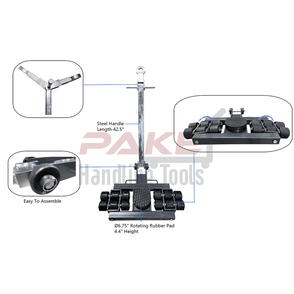 Pake Handling Tools Steerable Skates Kits 18 Ton Capacity New - PAKSS01