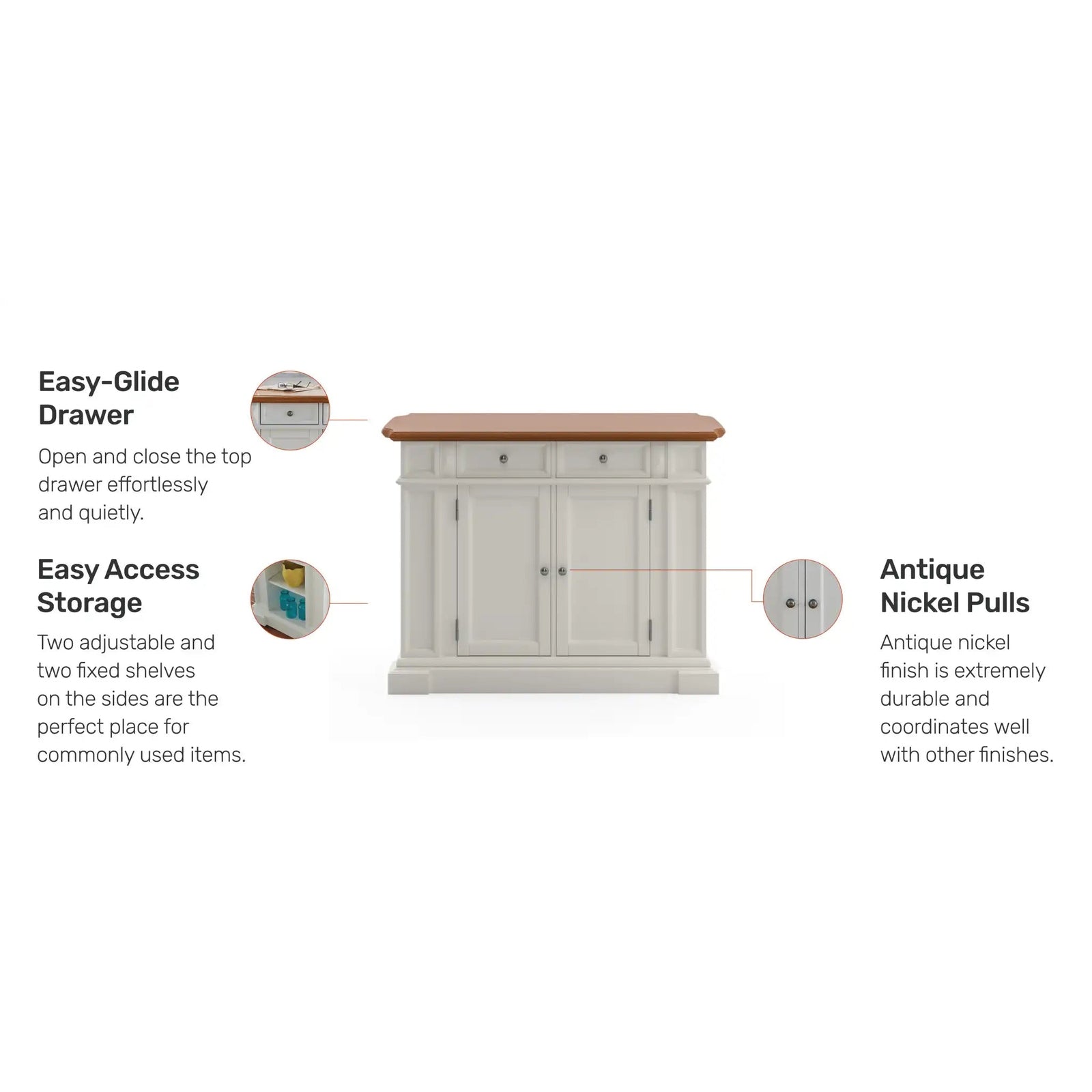 Homestyles Americana Off-White Kitchen Island 5002-94.