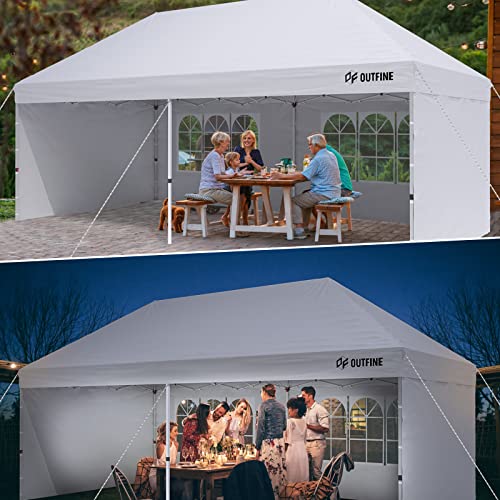 Outfine Canopy 10'x20' Pop Up Canopy Gazebo Commercial Tent with 4 Removable Sidewalls, Stakes X12, Ropes X6 for Patio Outdoor Party Events - B0B6VG1F73