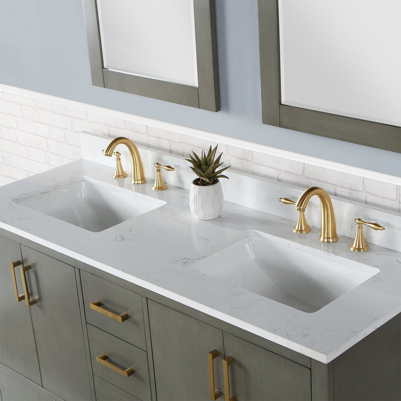 Altair Designs Monna 60" Double Bathroom Vanity Set with Aosta White Composite Stone Countertop - 544060-WH-CG-NM - Backyard Provider