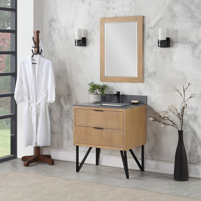 Altair Designs Helios 30" Single Bathroom Vanity Set with Concrete Gray Stone Countertop - 548030-WP-CG-NM - Backyard Provider