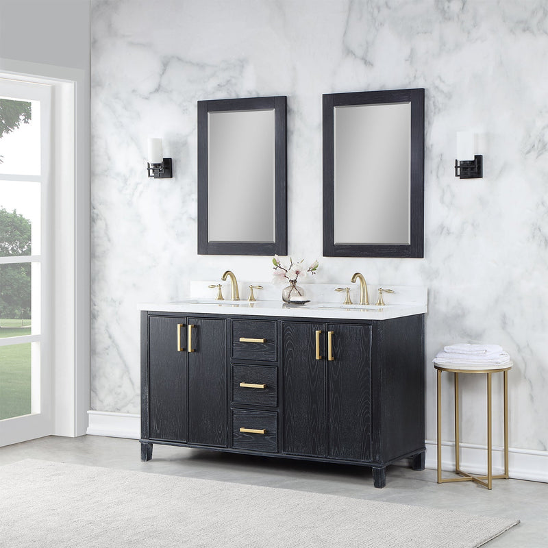 Altair Designs Weiser 60" Double Bathroom Vanity Set with Composite Aosta White Stone Countertop - 549060-BO-AW-NM - Backyard Provider