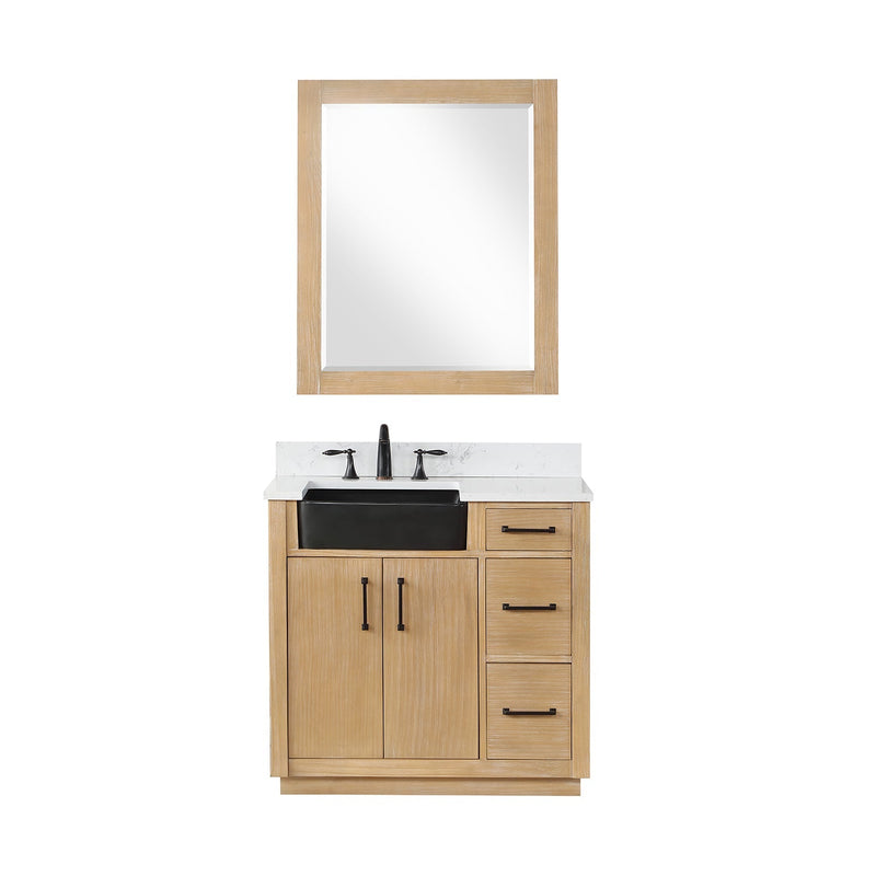 Altair Designs Novago 36" Single Bathroom Vanity Set with Composite Aosta White Stone Countertop and Farmhouse Sink - 550036-WP-AW-NM - Backyard Provider