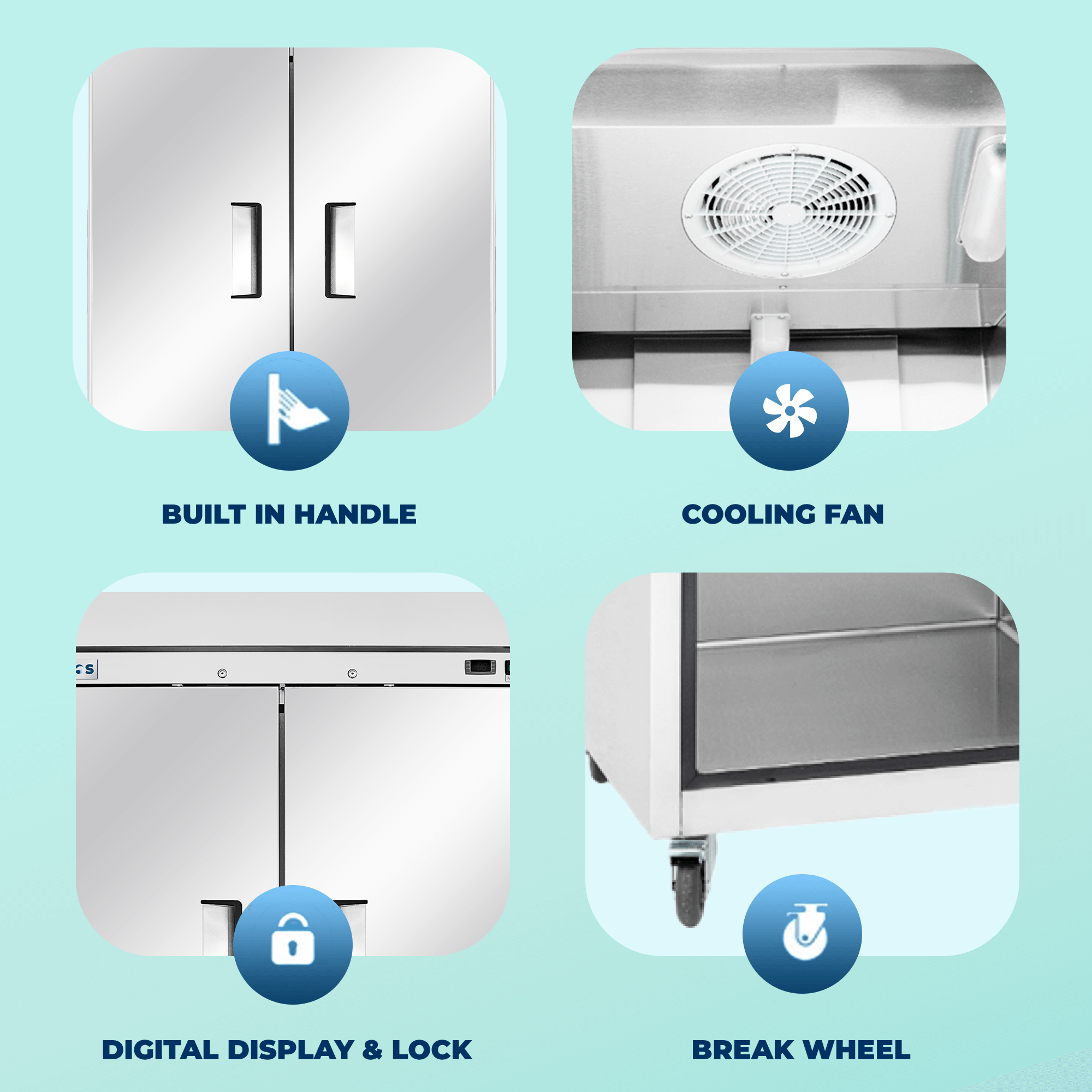 Frigos 54" Commercial Reach-In Refrigerator, 2 Solid Doors, 47 Cu Ft, Aluminum Interior, Stainless Steel Floor – FG-RF-2D