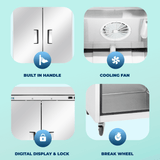 Frigos 54" Commercial Reach-In Refrigerator, 2 Solid Doors, 47 Cu Ft, Aluminum Interior, Stainless Steel Floor – FG-RF-2D