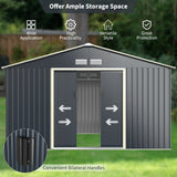 Costway Metal Storage Shed 11' x 8' with Sliding Double Lockable Doors New - GT3733GR+