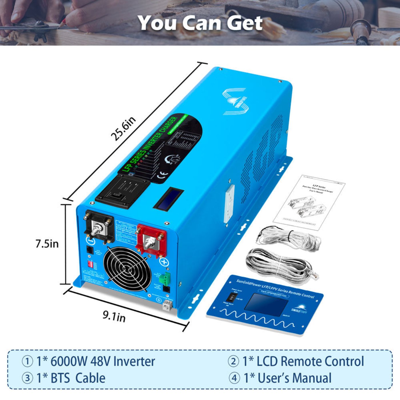 6000W DC 48V Split Phase Pure Sine Wave Inverter With Charger UL1741 Standard - LFP6K48V230VSP