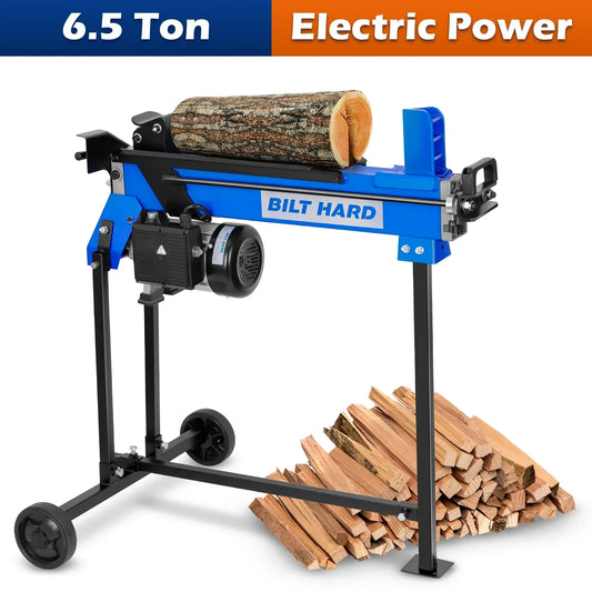 BILT HARD Log Splitter 6.5 Ton with Stand, Wood Electric Powered, Hydraulic Ram, Firewood Splitting Machine Black Stand Wood Splitter - TLA-0102