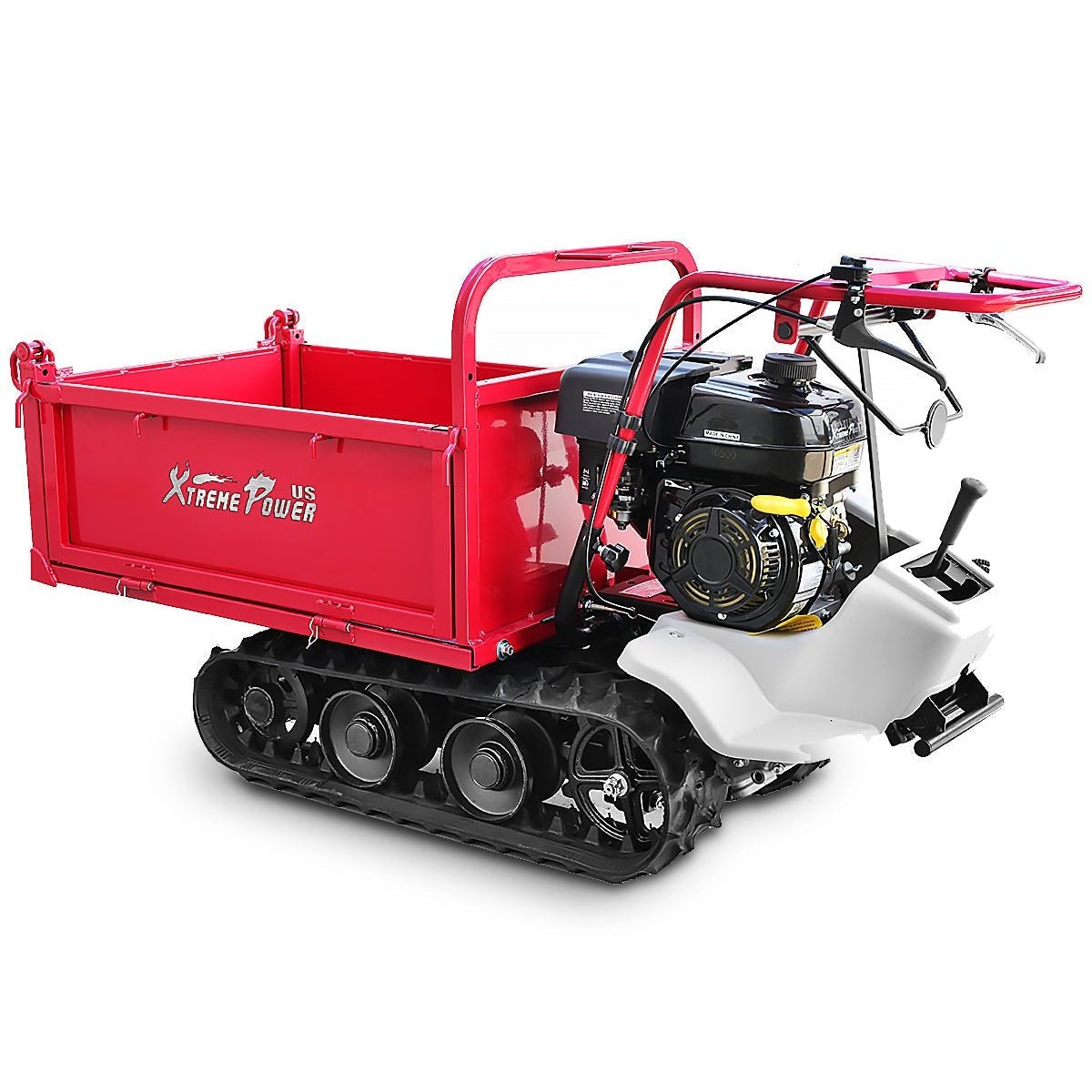 XtremepowerUS Track Wheel Barrow Gas 5hp 212cc 850lb Max Load Utility Cart - 61034