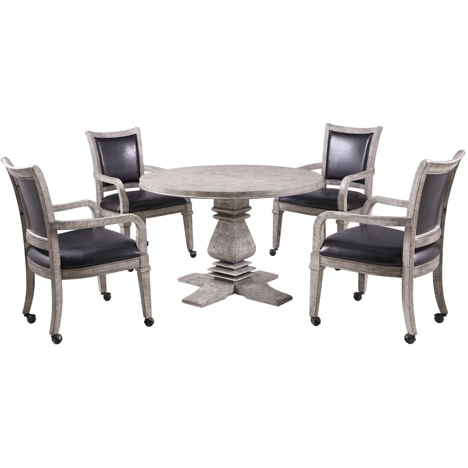 Hathaway Montecito Driftwood Round Poker Table with Chairs - BG5019