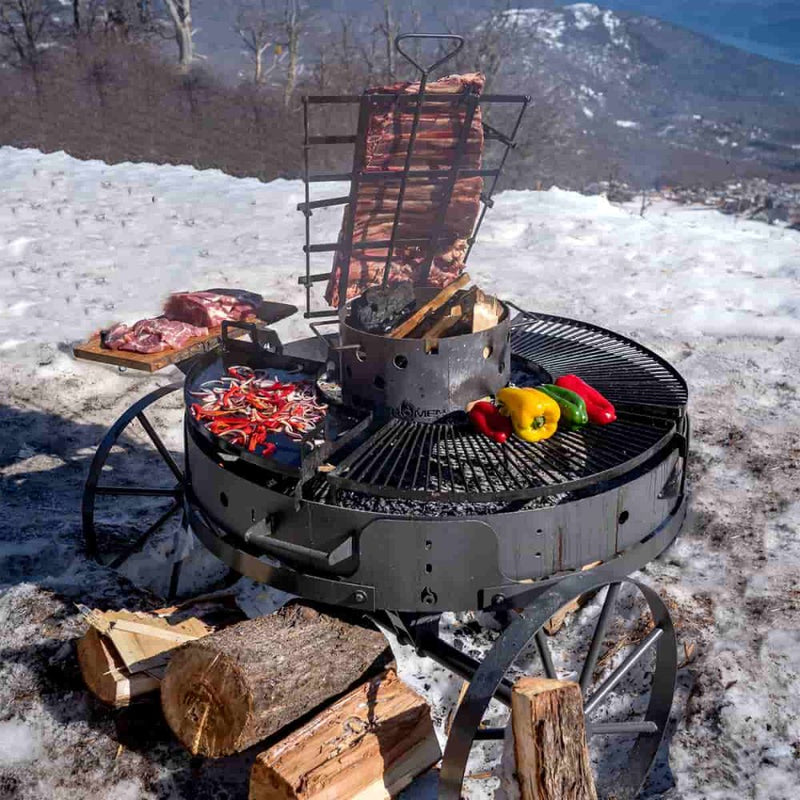 Tromen Firepit Open Fire Argentine Grill with Trolley - DUOMO