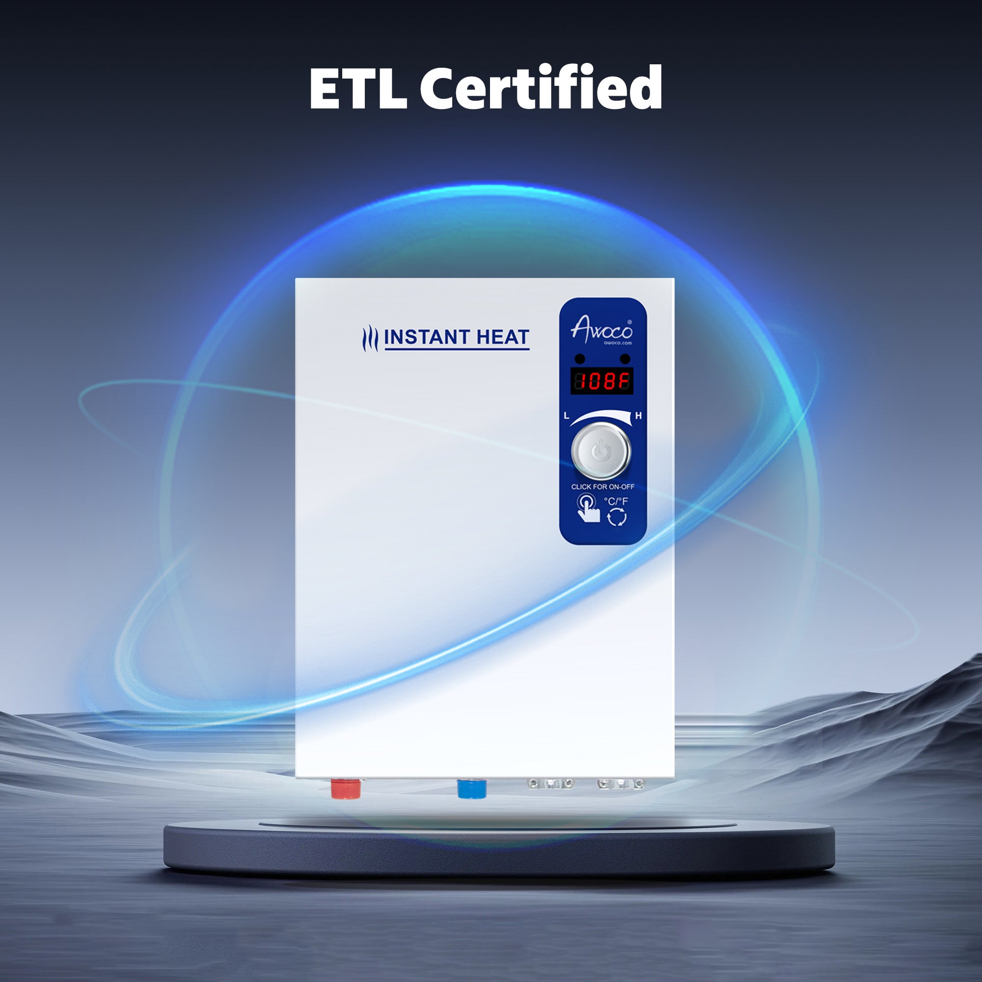 Awoco Electric Tankless Water Heater, 208-240V, Adjustable Instant Heat, Digital Display – WH-EL18K