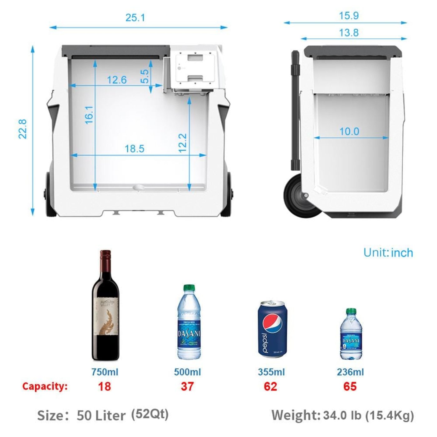 ACOPOWER LionCooler X50A Combo, Portable Solar Freezer 52 Quart Capacity & Extra Backup 173Wh Battery - HY-COMBO-X50A+X200A123