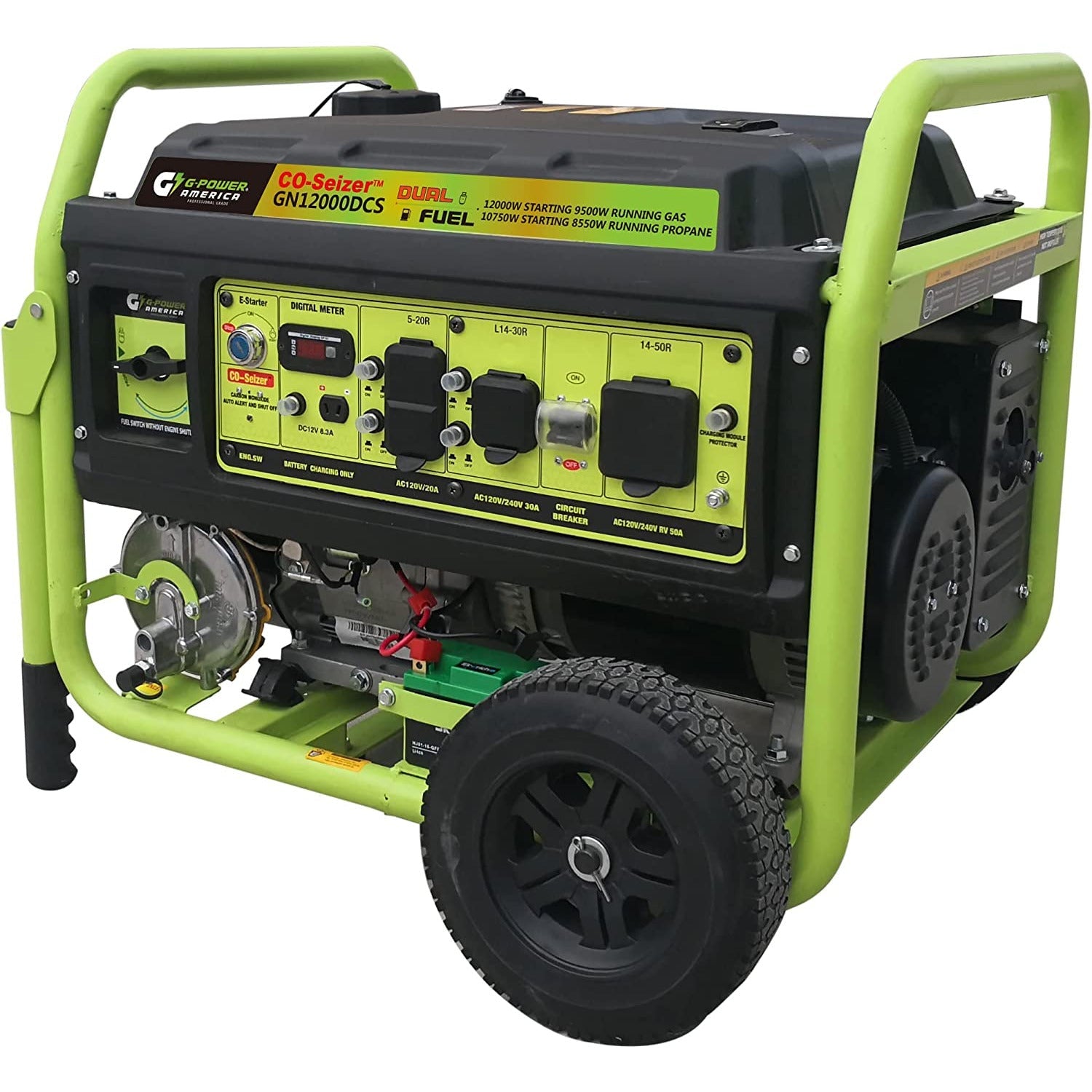 Green-Power America 12,000-Watt Portable Duel Fuel Generator with CO2 Sensor - GN12000DCS