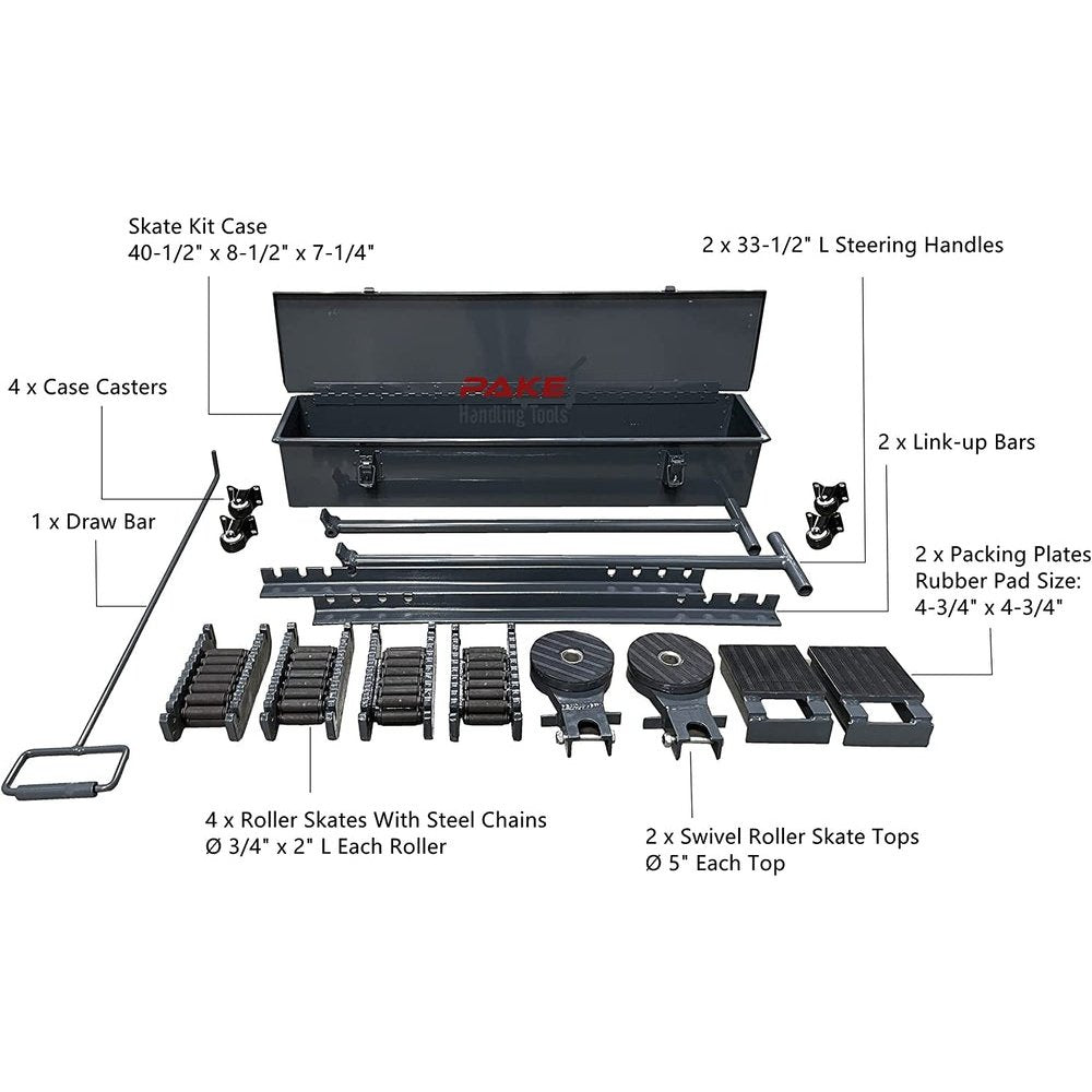 Pake Handling Tools Roller Skate Kit 44000 lb Capacity New - PAKSK01