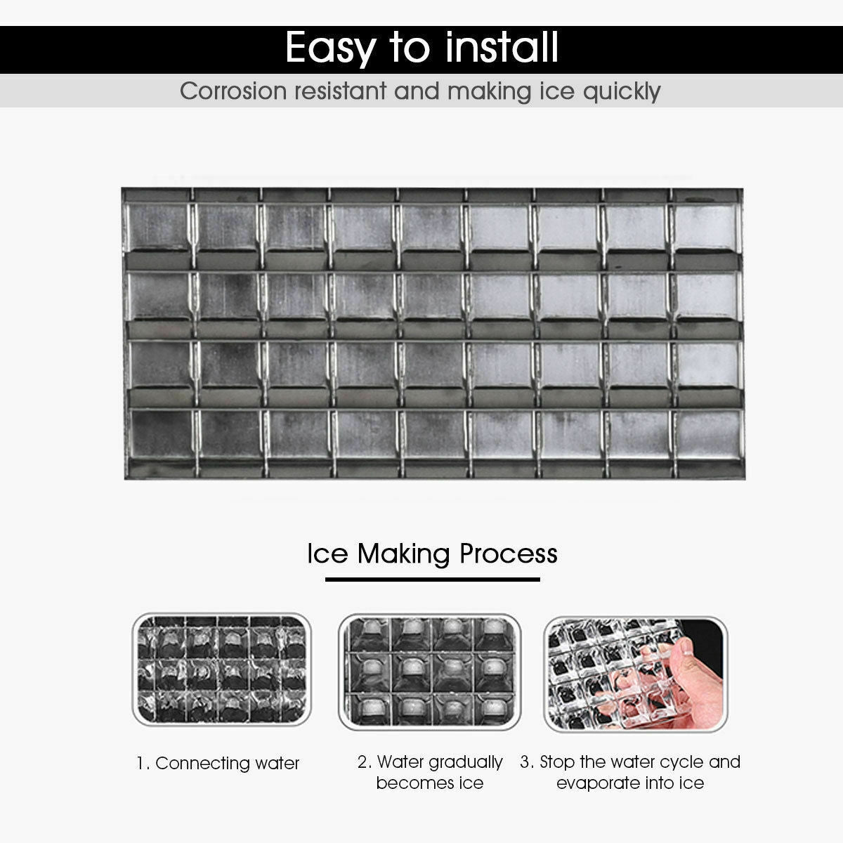 Costway Commercial Ice Maker Stainless Steel 110 lbs/Day 33 lbs Storage Capacity New - EP21967