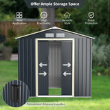 Costway Metal Storage Shed 7' x 4' with Sliding Double Lockable Doors New - GT3731GR+