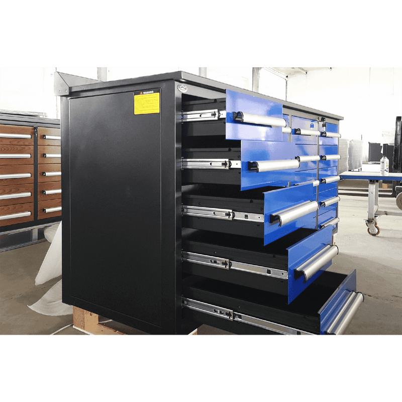 Chery Industrial 7' Garage Storage Cabinets with Workbench 20 Drawers