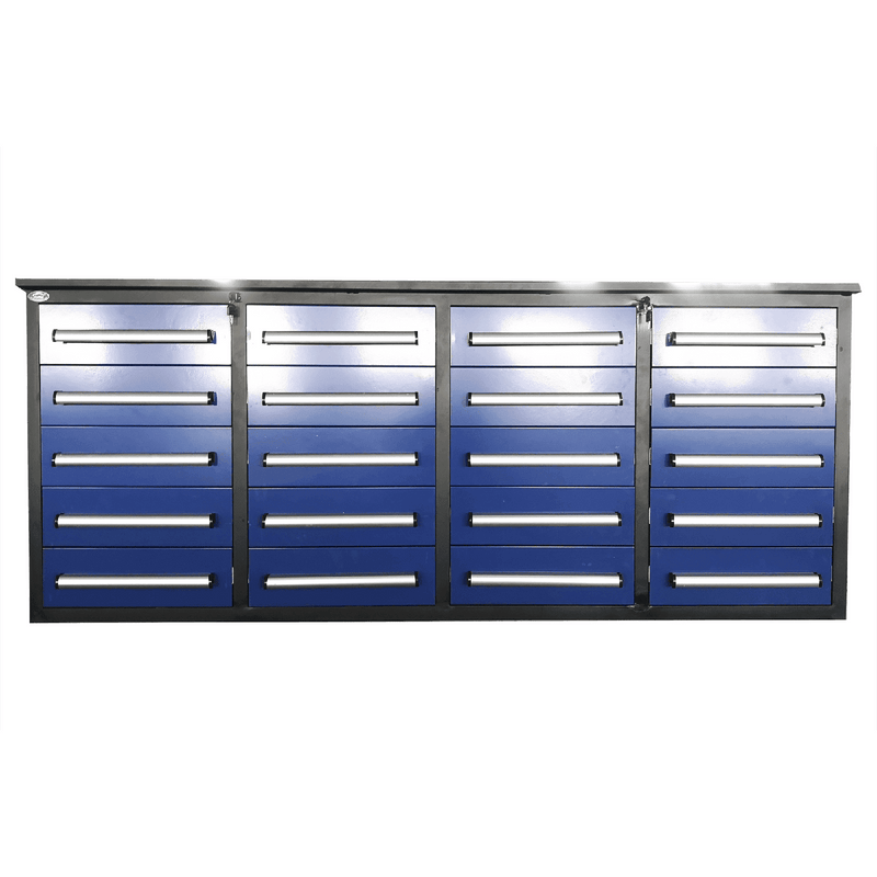 Chery Industrial 7' Garage Storage Cabinets with Workbench 20 Drawers