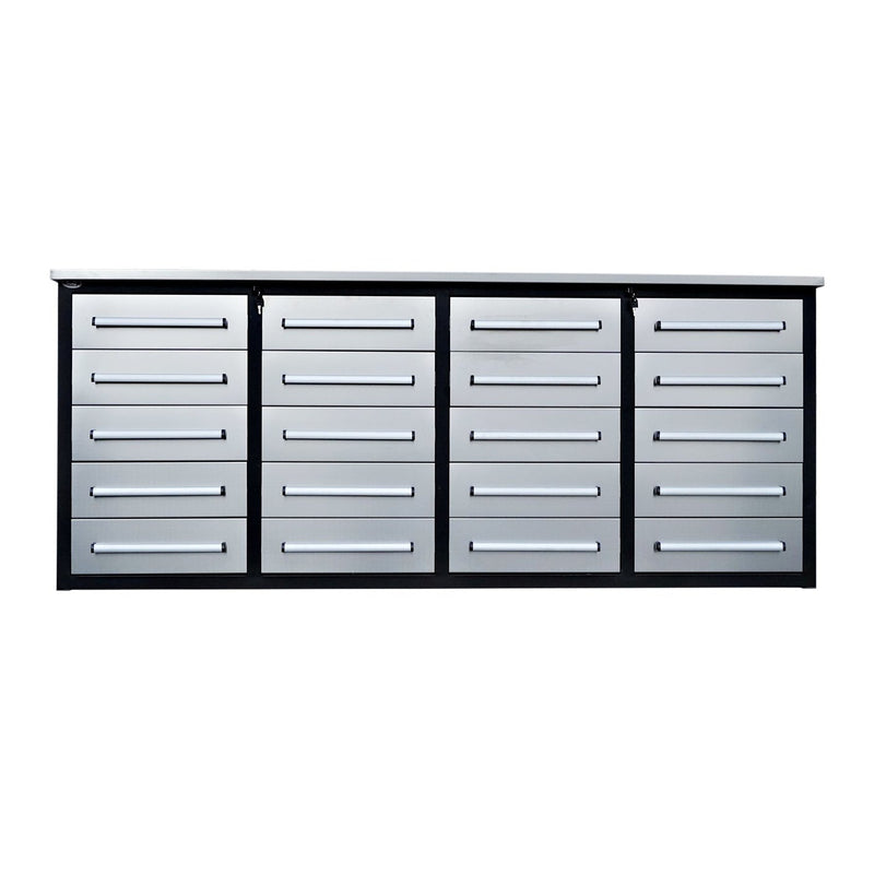 Chery Industrial 7' Garage Storage Cabinets with Workbench 20 Drawers