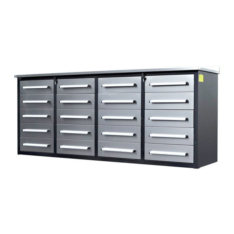 Chery Industrial 7' Garage Storage Cabinets with Workbench 20 Drawers