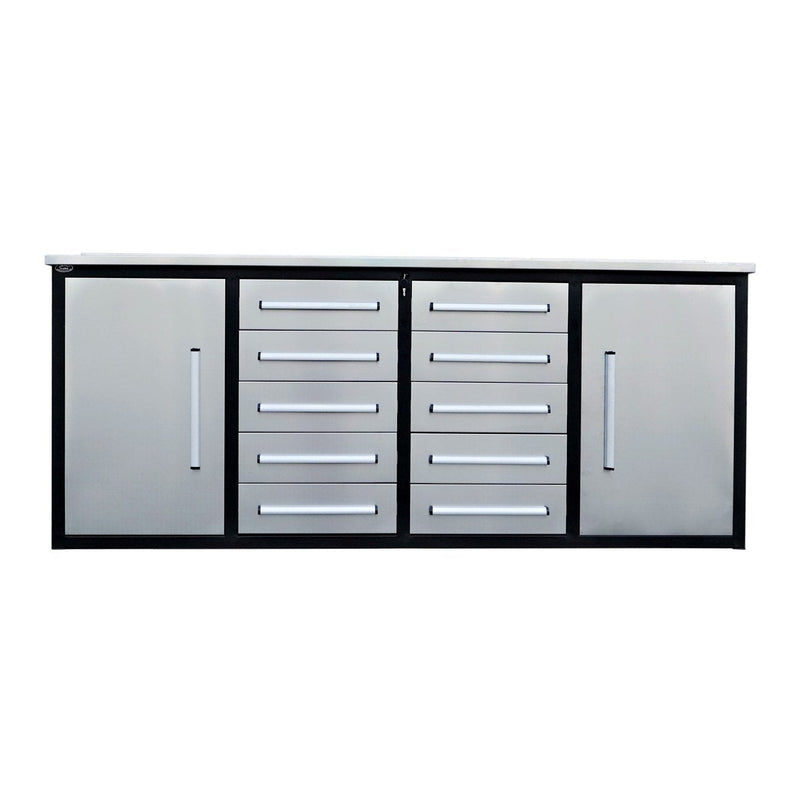 Chery Industrial 7' Storage Cabinets with Workbench 10 Drawers & 2 Cabinets