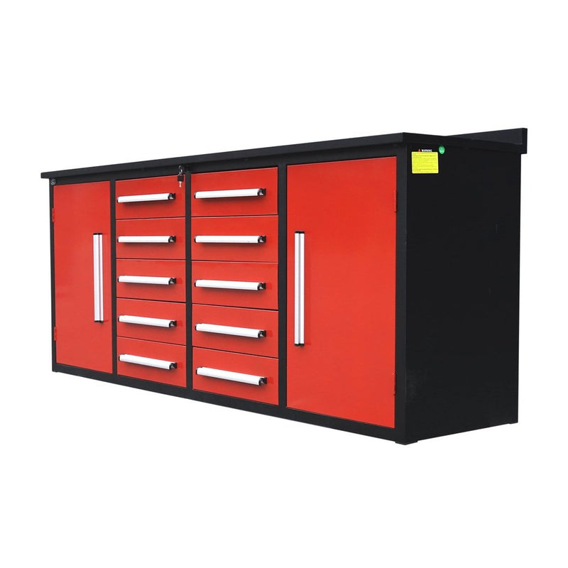 Chery Industrial 7' Storage Cabinets with Workbench 10 Drawers & 2 Cabinets